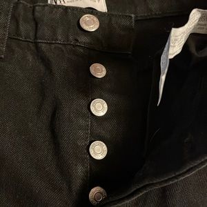 Zara black Button Fly Cut Off Jeans NWT